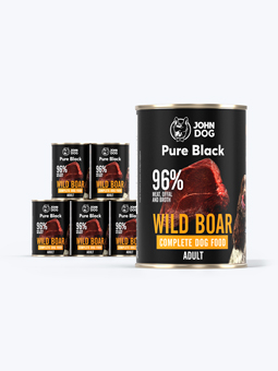 John Dog Pure Black Wildschwein Nassfutter für Welpen, 6x400g Dosen-Set
