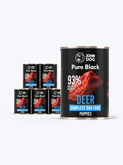 John Dog Pure Black stag Welpen Nassfutter, 6x400g Dose Set