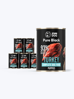 John Dog Pure Black Truthahn Welpen Nassfutter, 6x400g Dosen-Set