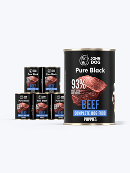 John Dog Pure Black Rindfleisch Nassfutter für Welpen, 6x400g Dosen-Set