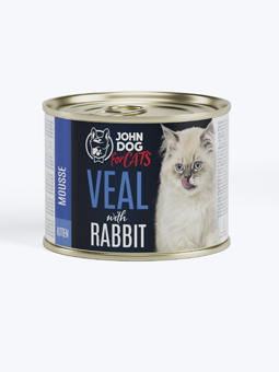 Mousse Nassfutter für Kätzchen mit Lamm und Kaninchen von John dog für Katzen, Dose 200g