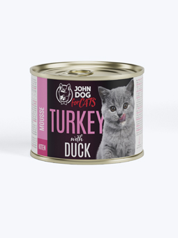 Mousse Nassfutter für Kätzchen mit Pute und Ente von John dog für Katzen, Dose 200g