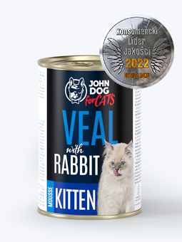 Mousse Nassfutter für Kätzchen 400g Kalbfleisch mit Kaninchen John Dog For Cats.