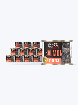John Dog für Katzen Marke Lachs Mousse Nassfutter Set, 12x200g Dosen