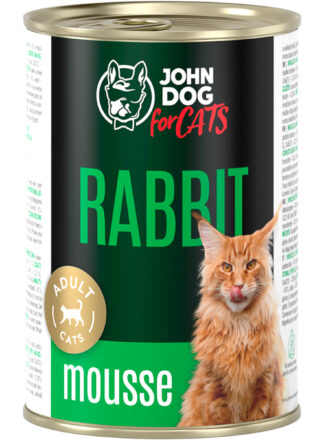 Monoprotein Nassfutter für Katzen Kaninchen 12x400g Mousse John Dog for Cats