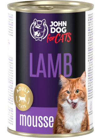 Monoprotein Nassfutter für Katzen Lamm Mousse 12x400g John Dog for Cats