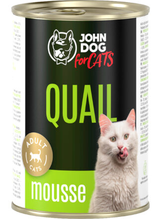 Monoprotein Nassfutter für Katzen Wachtel 12x400g Mousse John Dog for Cats