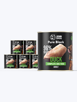John Dog Pure Black Ente Nassfutter für ausgewachsene Hunde, 6x800g Set