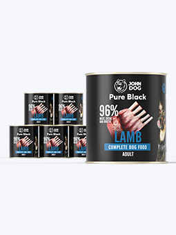 John Dog Pure Black Lamm Nassfutter für ausgewachsene Hunde, 6x800g Set