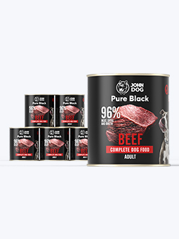John Dog Pure Black Rindfleisch Nassfutter für ausgewachsene Hunde, 6x800g Set