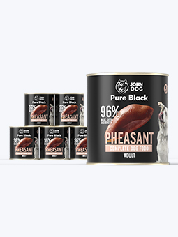 John Dog Pure Black Fasan Nassfutter für ausgewachsene Hunde, 6x800g Set