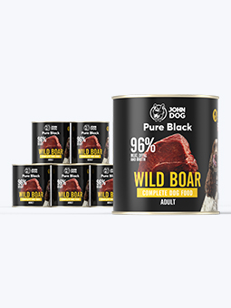 John Dog Pure Black Wildbret Nassfutter für ausgewachsene Hunde, 6x800g Set
