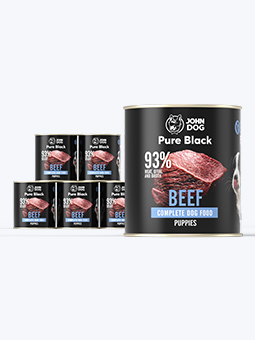 John Dog Pure Black Rindfleisch Nassfutter für Welpen, 6x800g Set