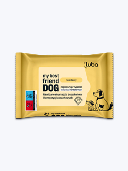 Feuchte Tücher für empfindliche Stellen, für deinen Hund, Marke Luba.