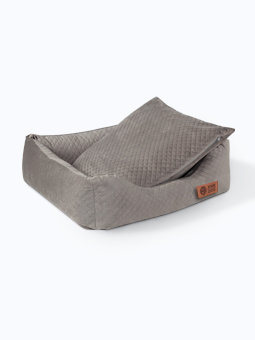 Graues, gestepptes Hundebett von John Dog mit abnehmbarem Kissen
