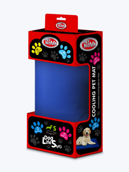 Blaue Kühlmatte für deinen Hund, in einem Paket, von Pet Nova.