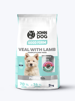 John Dog Good Form Lamm- und Kalbfleisch Trockenfutter für Welpen, 3kg Beutel