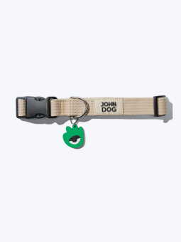 Beigefarbenes, geflochtenes Hundehalsband aus der John Dog Hey Hau Hello Kollektion