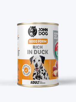 John Dog Good Form Nassfutter für Hunde mit Ente, 400g Dose
