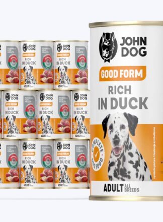 John Dog Good Form Nassfutter für Hunde mit Ente, 12x400g Dosen-Set