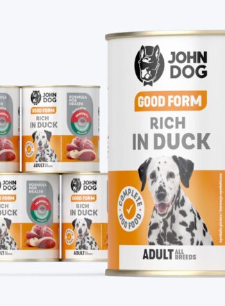 John Dog Good Form Nassfutter für Hunde mit Ente, 6x800 Dosen Set