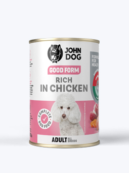 John Dog Good Form Nassfutter für Hunde mit Huhn, 400g Dose