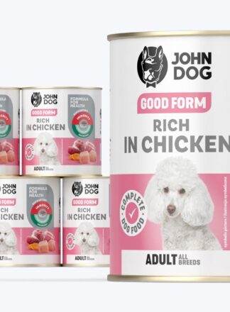 John Dog Good Form Nassfutter für Hunde mit Huhn, 6x800g Dosen-Set