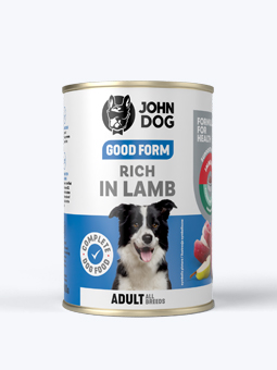John Dog Good Form Nassfutter für Hunde mit Lamm, 400g Dose
