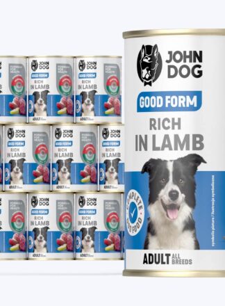 John Dog Good Form Nassfutter für Hunde mit Lamm, 12x400g Dosen-Set