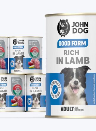 John Dog Good Form Nassfutter für Hunde mit Lamm, 6x800g Dosen-Set