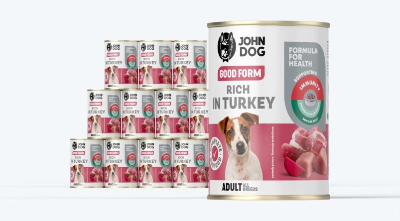 John Dog Good Form Nassfutter für Hunde mit Truthahn, 12x400g Dosen-Set