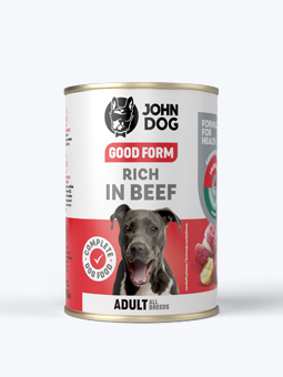 John Dog Good Form Nassfutter für Hunde mit Rindfleisch, 400g Dose
