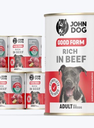 John Dog Good Form Nassfutter für Hunde mit Rindfleisch, 6x800g Dosen-Set