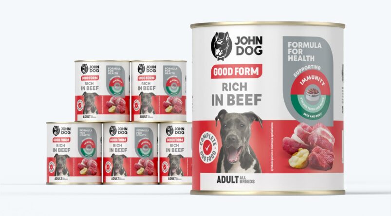 John Dog Good Form Nassfutter für Hunde mit Rindfleisch, 6x800g Dosen-Set