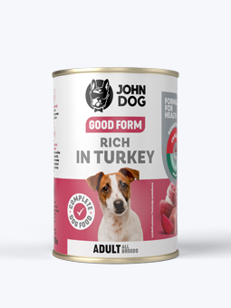 John Dog Good Form Nassfutter für Hunde mit Pute, 400g Dose
