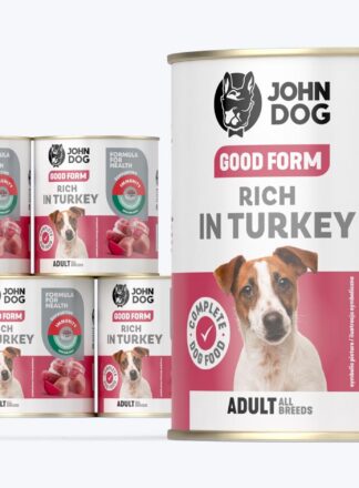 John Dog Good Form Nassfutter für Hunde mit Pute, 6x800g Dosen-Set