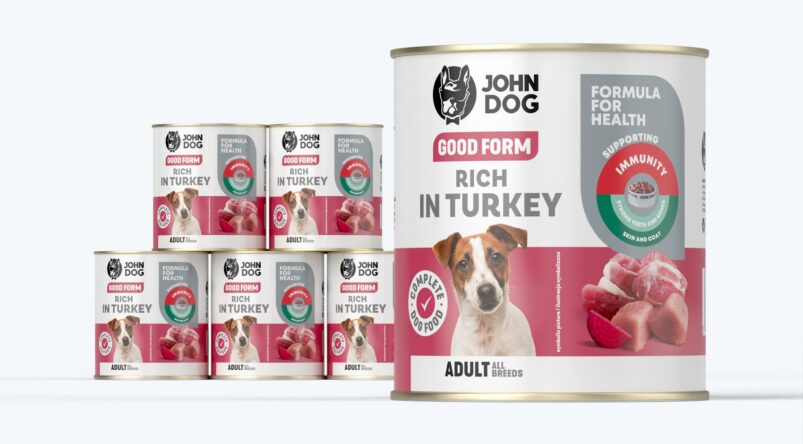 John Dog Good Form Nassfutter für Hunde mit Pute, 6x800g Dosen-Set