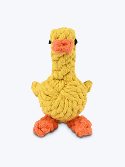Hundeschnurspielzeug, gelbe Ente, von Pet Nova.