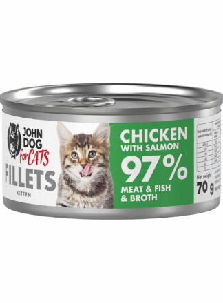 Nassfutter für Kätzchen Huhn mit Lachs Filets John Dog for Cats