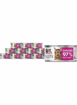 Monoprotein Nassfutter für Katzen Huhn Filets 12x70g John Dog for Cats
