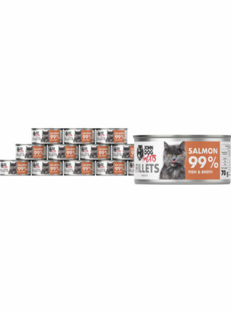 Monoprotein Nassfutter für Katzen Lachs Filets 12x70g John Dog for Cats