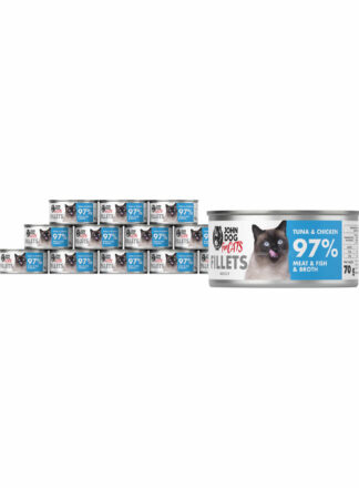 Nassfutter für Katzen Thunfisch und Huhn Filets 12x70g John Dog for Cats