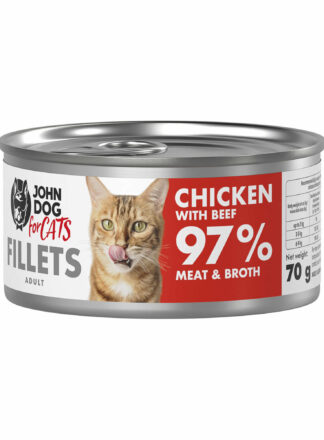 Nassfutter für Katzen Huhn mit Rind Filets John Dog for Cats