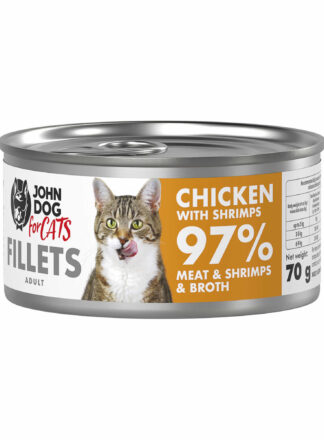 Nassfutter für Katzen Huhn mit Garnelen Filets John Dog for Cats