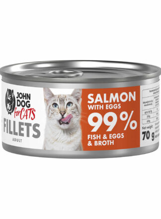 Monoprotein Nassfutter für Katzen Lachs mit Ei Filets John Dog for Cats