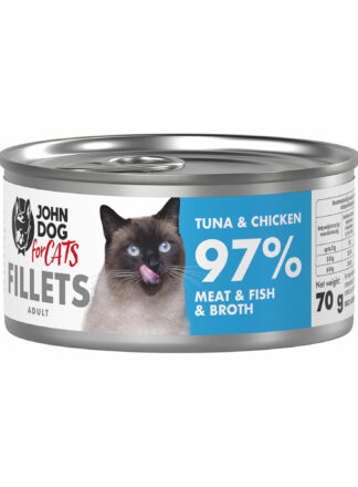 Nassfutter für Katzen Thunfisch und Huhn Filets John Dog for Cats