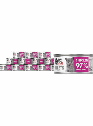 Monoprotein Nassfutter für Kätzchen Huhn Filets 12x70g John Dog for Cats