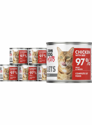 Nassfutter für Katzen Huhn mit Rind Filets 6x140g John Dog for Cats