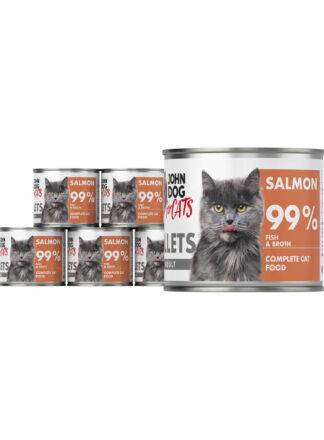 Monoprotein Nassfutter für Katzen Lachs Filets 6x140g John Dog for Cats