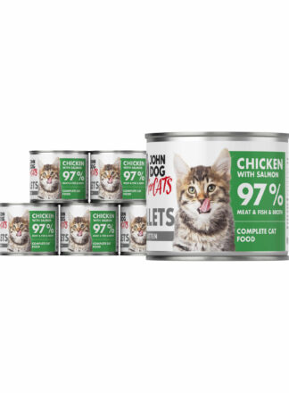 Nassfutter für Kätzchen Huhn mit Lachs Filets 6x140g John Dog for Cats